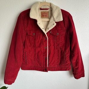 Red Levi’s Sherpa corduroy jacket